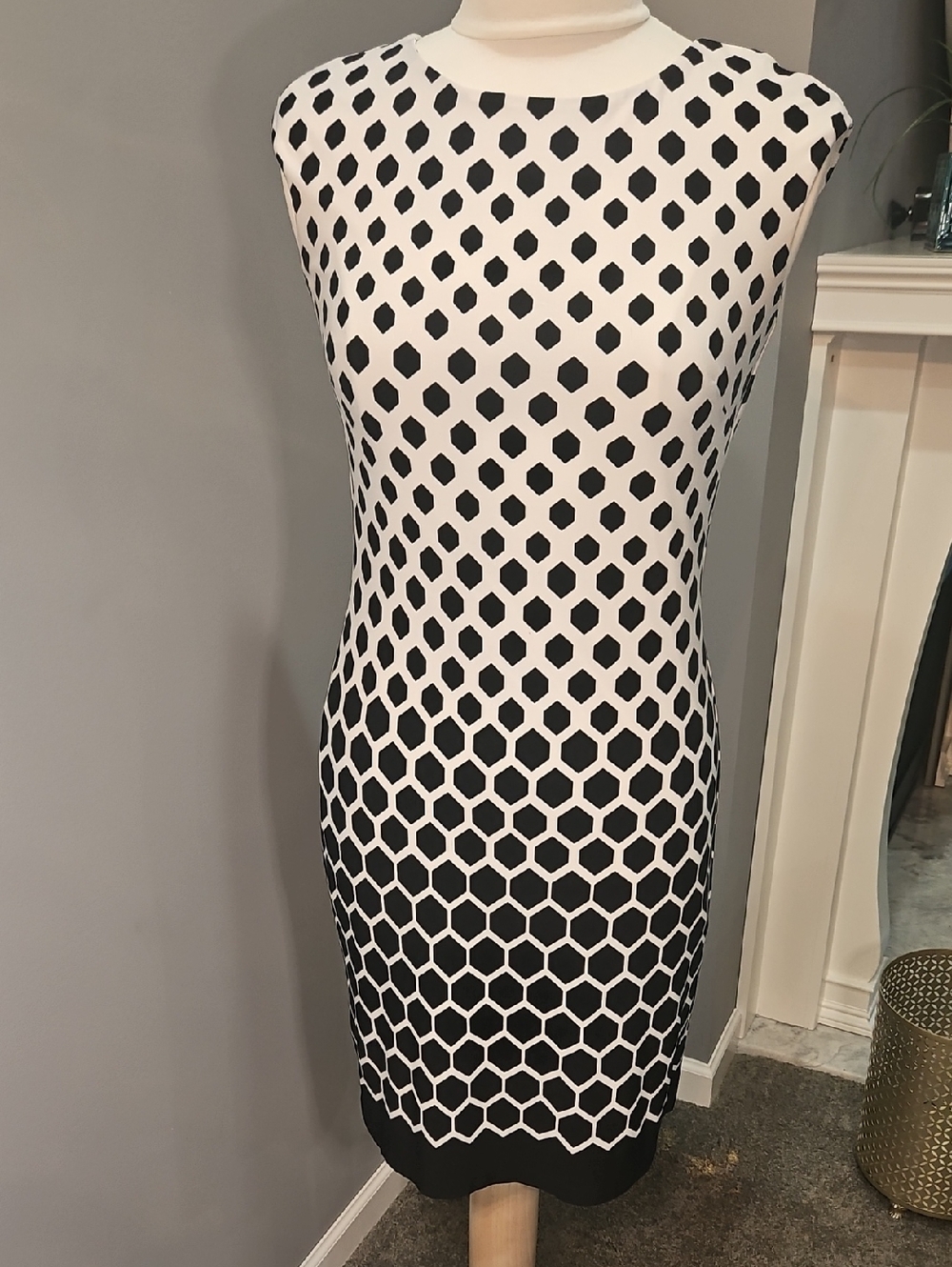 American Living Black and White Hexagon Midi Sheath Dress